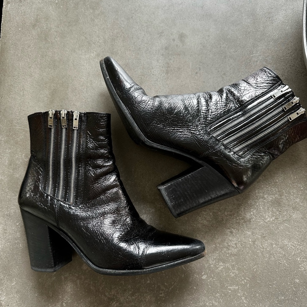 Yves Saint Laurent Black Ankle Boots, Size 37